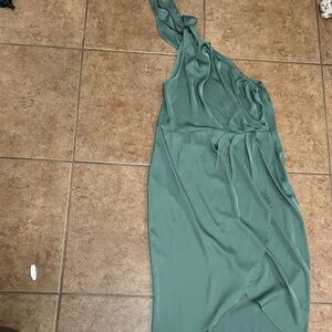 Chic One-Shoulder Teal Dress